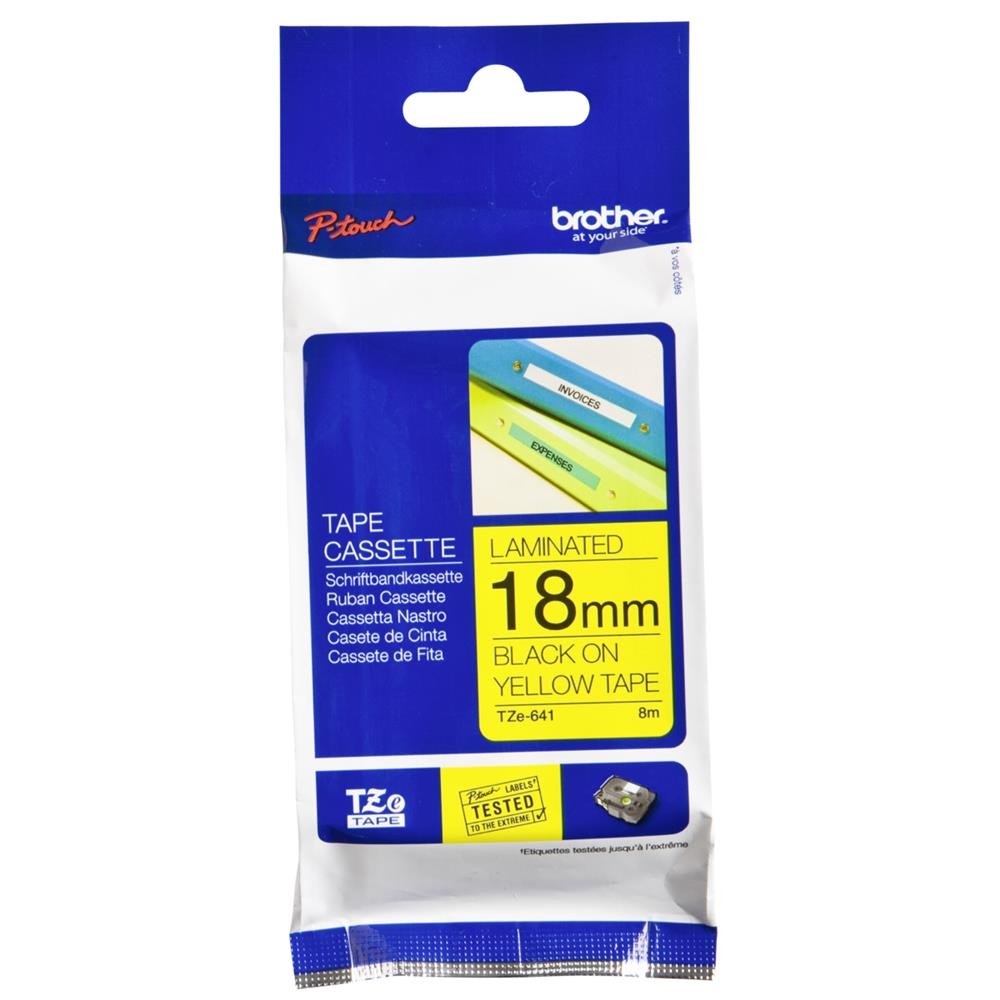 Brother TZ641 3/4in Labeling Tape (26.2ft, Black on Yellow)