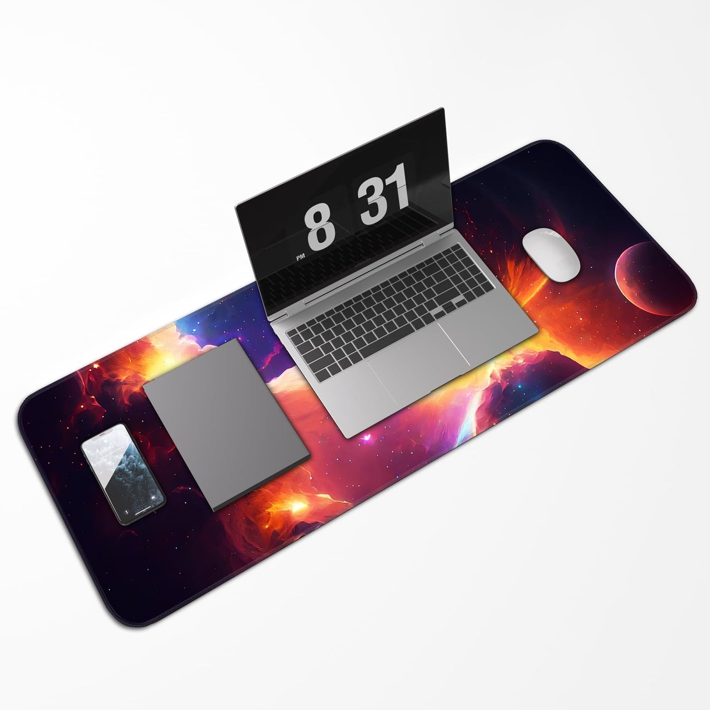Opiuoezi Gaming Mouse Pad, Galaxy Starry Sky Non-Slip Rubber Base with Seam Edge Mouse Pad, Extra