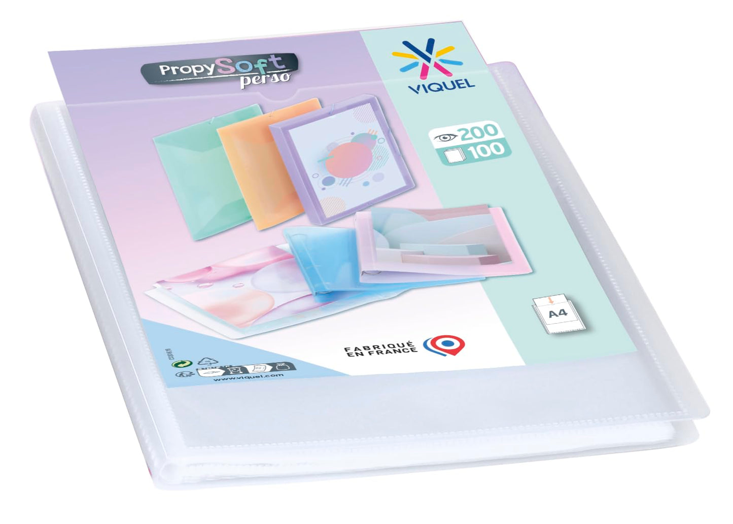 Viquel - A4 200 Views - Customisable Document Holder - 100 Smooth Quality Pockets - Colourless