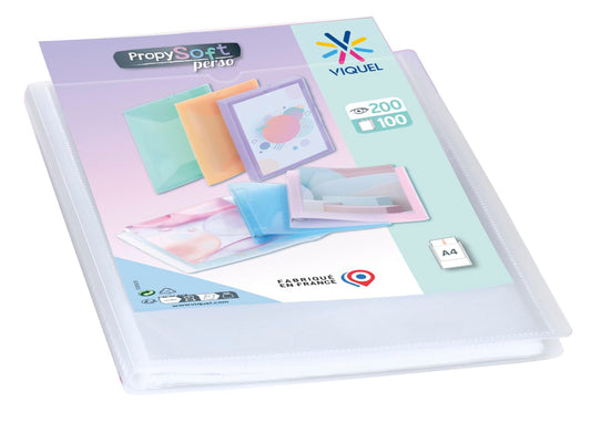 Viquel - A4 200 Views - Customisable Document Holder - 100 Smooth Quality Pockets - Colourless