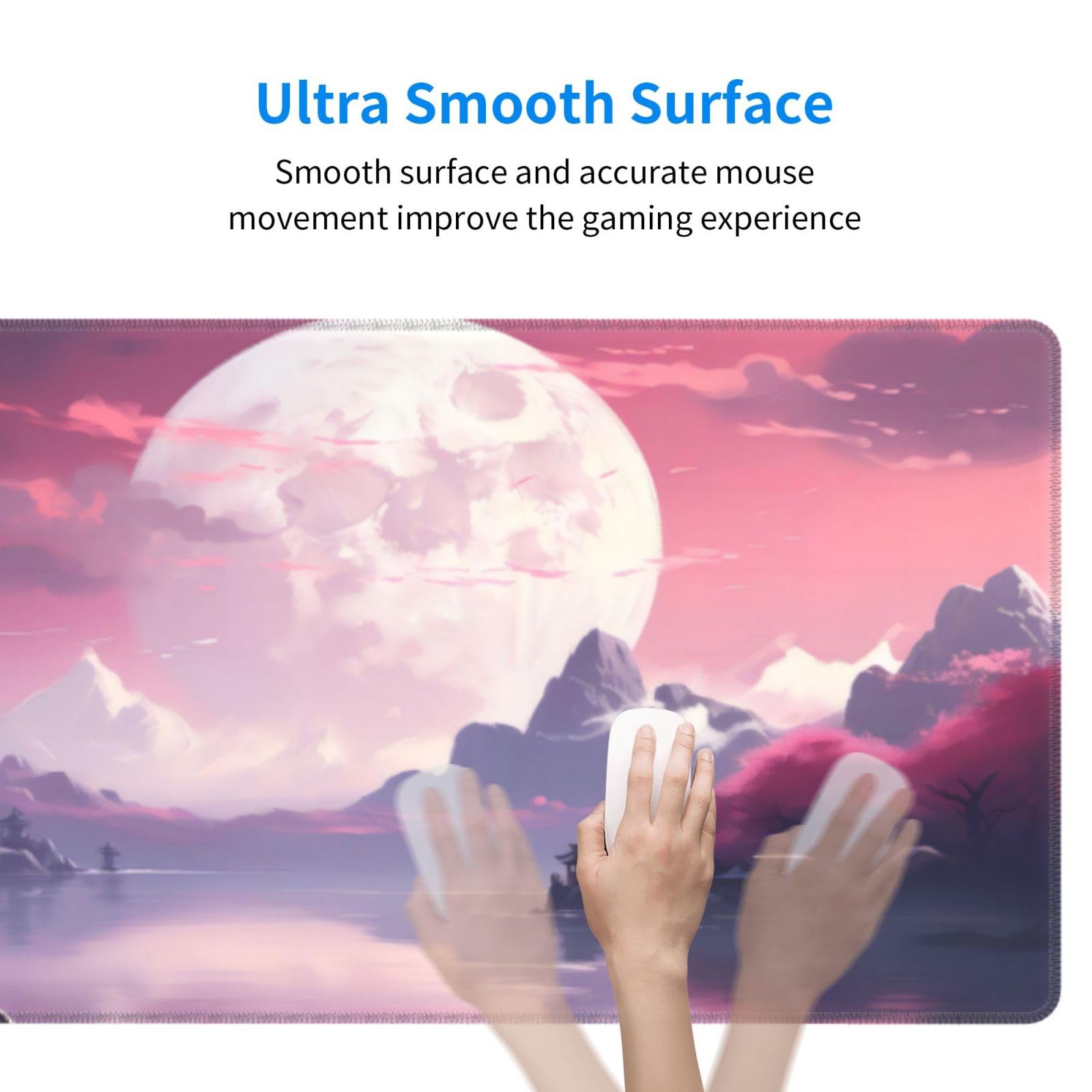 Watercolor Japanese Large Gaming Mouse Pad,Japanese Mouse Pad 31.5 x 11.8 in Mat Desk Pad,Large
