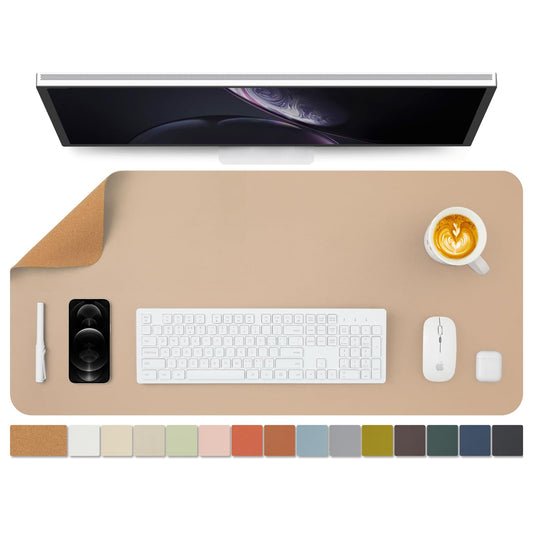 Cork Apricot Desk Mat - Dual-Sided Desk Pad for Office and Home - Desk Organization and Accessories