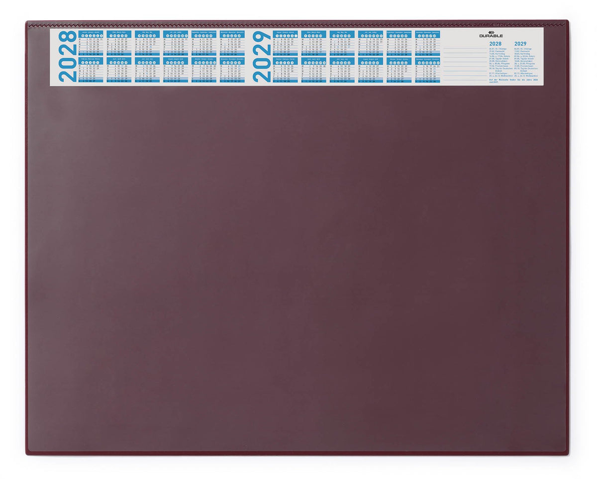 Durable 720403 Desk Mat with Annual Calendar and Anti Glare Overlay, 65 x 52 cm - Red