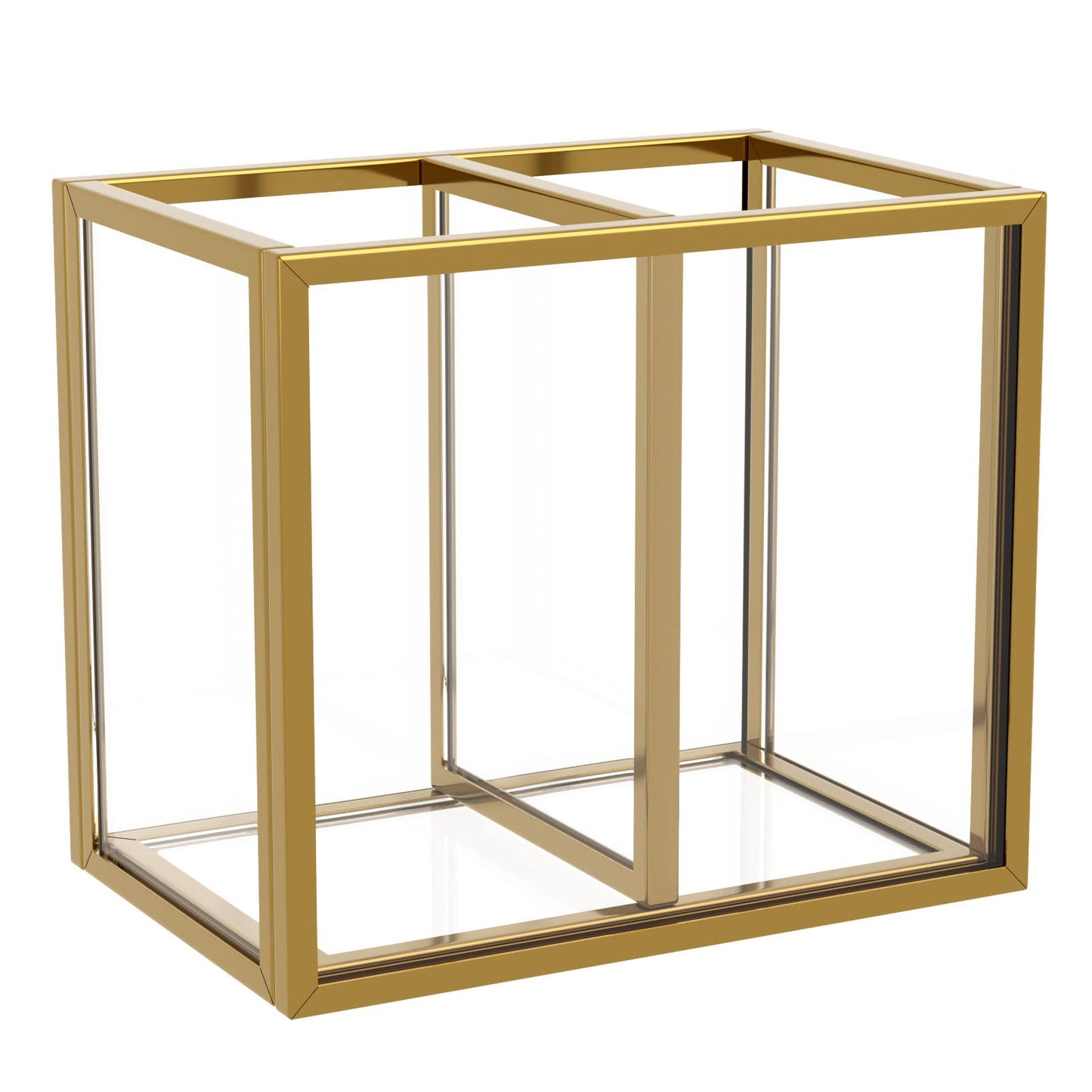 NIUBEE Gold Acrylic Pen Holder for Desk, Clear Pencil Cup Organizer Makeup Brush Holder, Acrylic