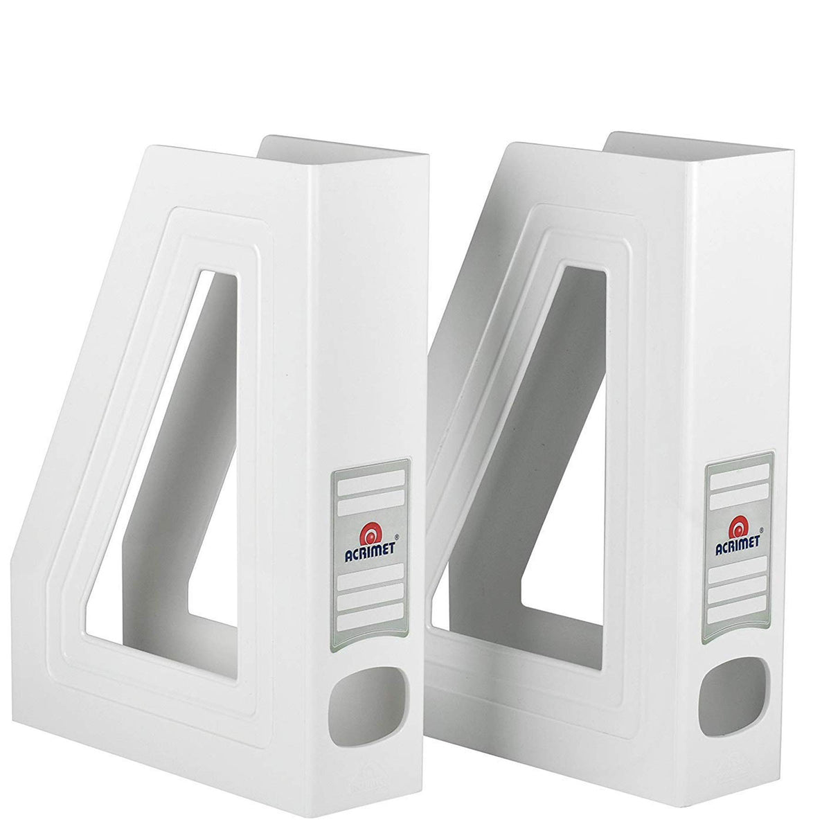 Acrimet Magazine File Holder, Vertical Desk Organizer, White, 2 Pack