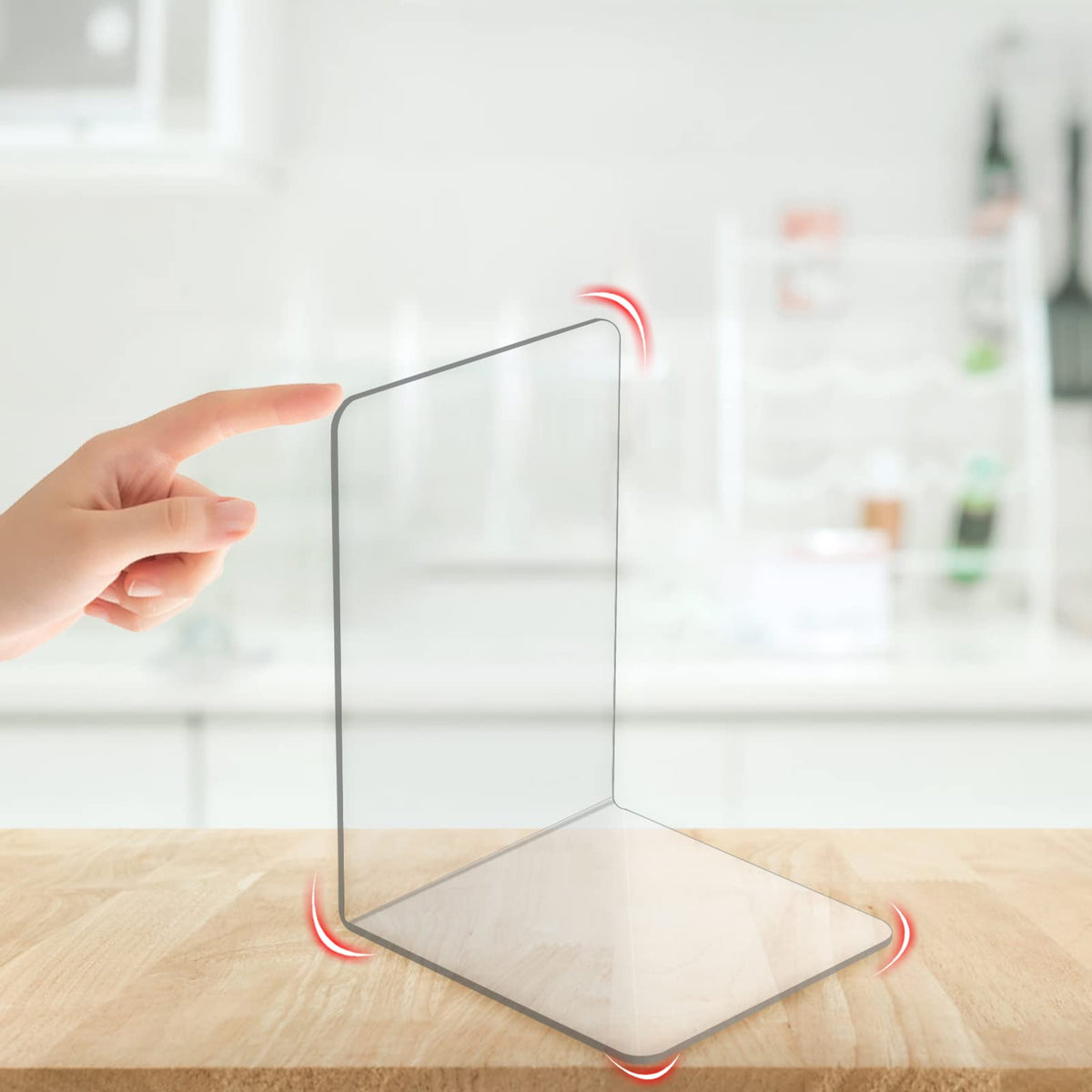 Acrylic Book Ends 8 Pcs, Clear Bookends, Bookend Organizer for Shelves