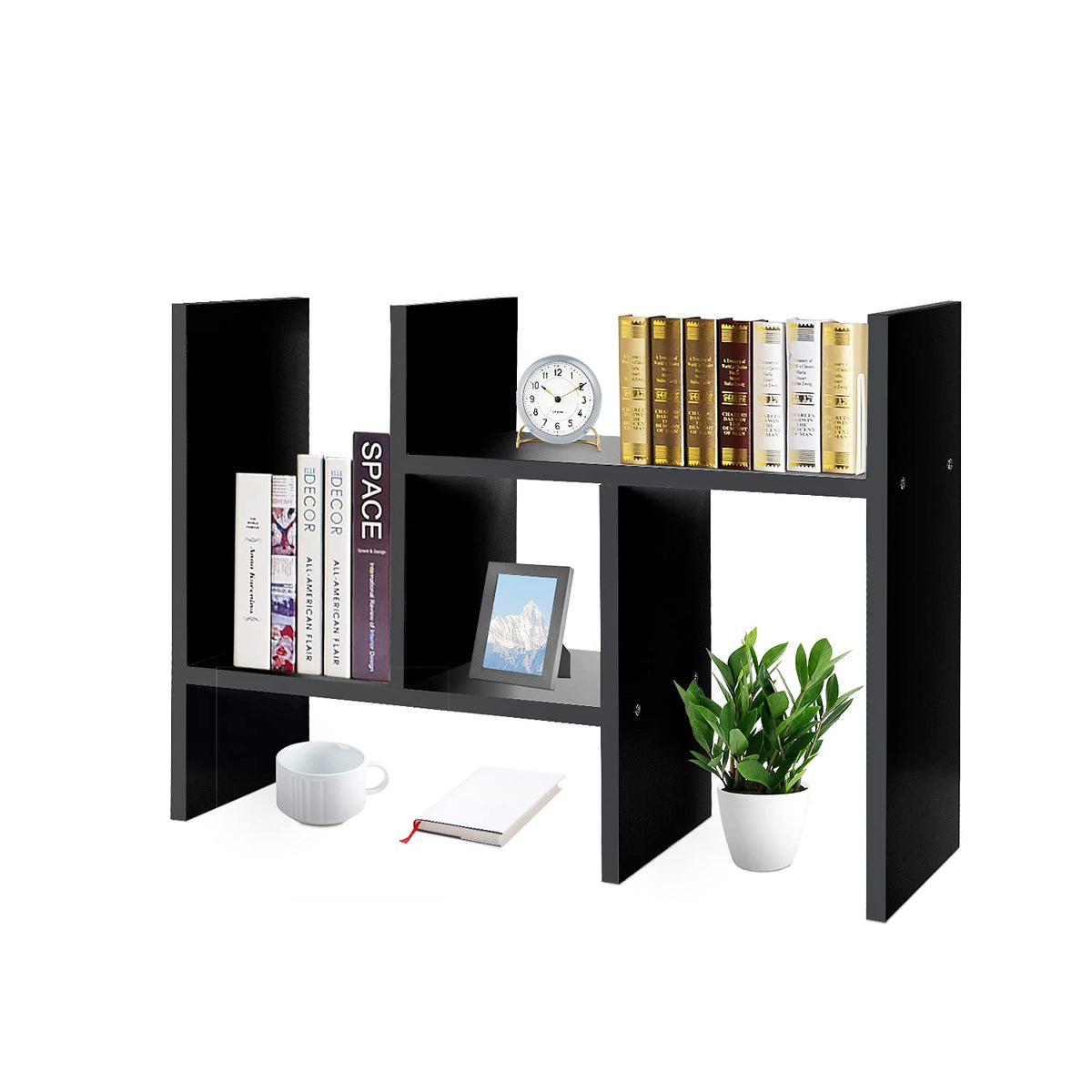 J.M.Deco Desktop Organizers and Storage for Office, Adjustable Desktop Organizer Shelf Double H
