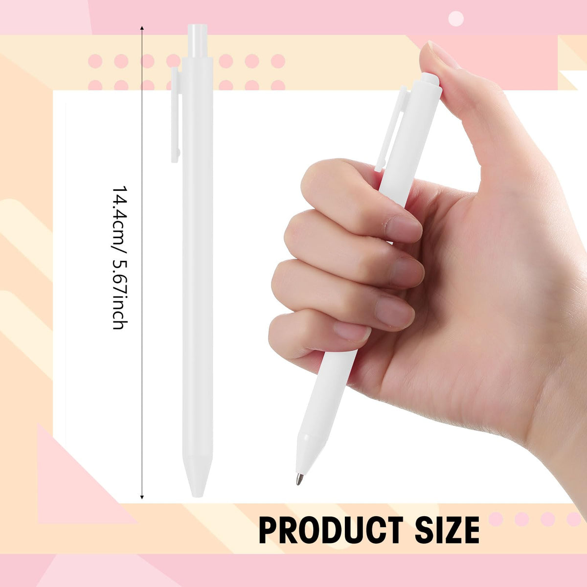 Fulmoon 50 Pcs Cute Pens Retractable 1.0mm, White Black Ink