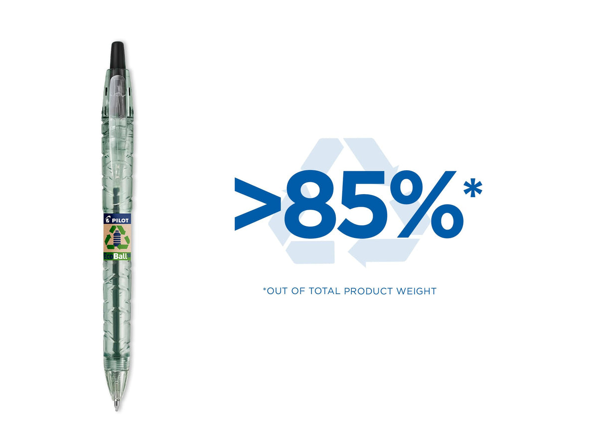 PILOT - Pack of 4 B2P Ecoball 1.0mm - Retractable and refillable ballpoint pen, made from recycled