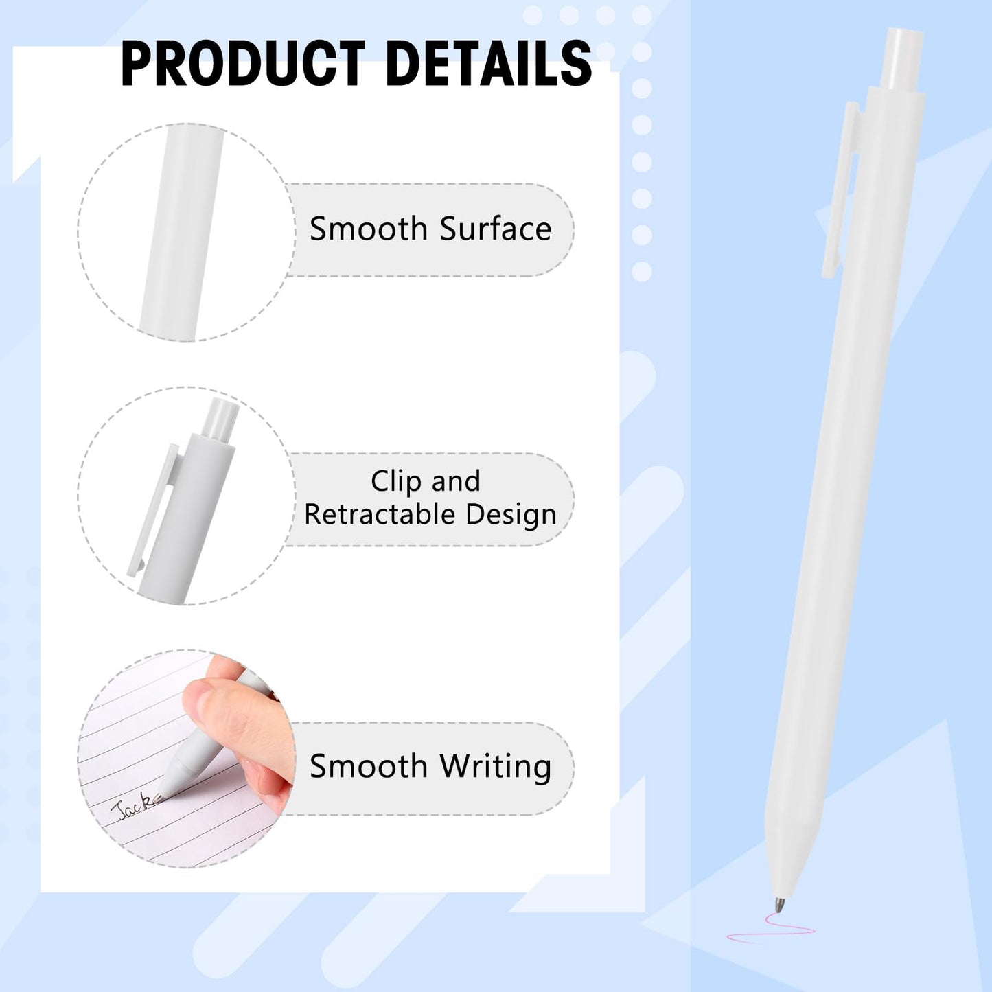 Fulmoon 50 Pcs Cute Pens Retractable 1.0mm, Black White Gray Black Ink