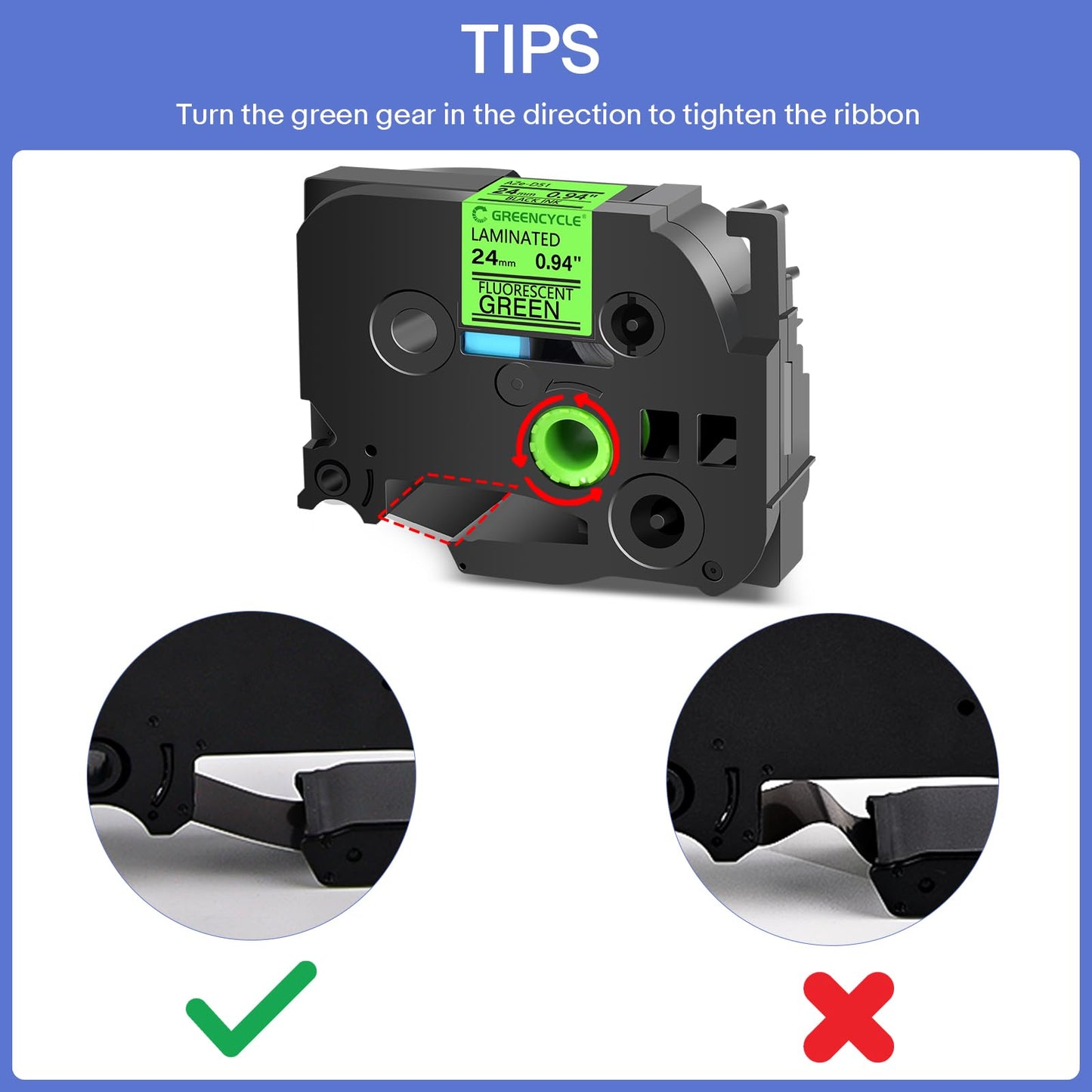 GREENCYCLE Compatible for Brother P-Touch 24mm Label Tape TZe-D51 TZ-D51 TZe TZ 24mm 0.94'' Black