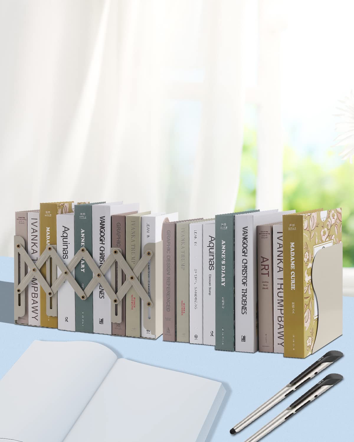 MSDADA Adjustable Bookends, Book Ends for Heavy Books, Expandable Book Organizer for Desk, Shelf