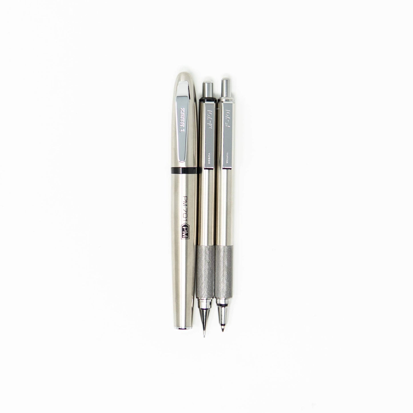 Zebra Pen STEEL PM-701 & M/F-701, Pen, Pencil & Permanent Market Set, 3-Pk