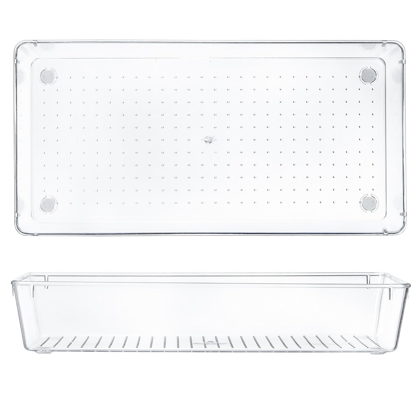 Kingrol 6 Pack 12 x 6 x 2 Inch Clear Drawer Organizer Trays, Desk Drawer Divider Storage Bins