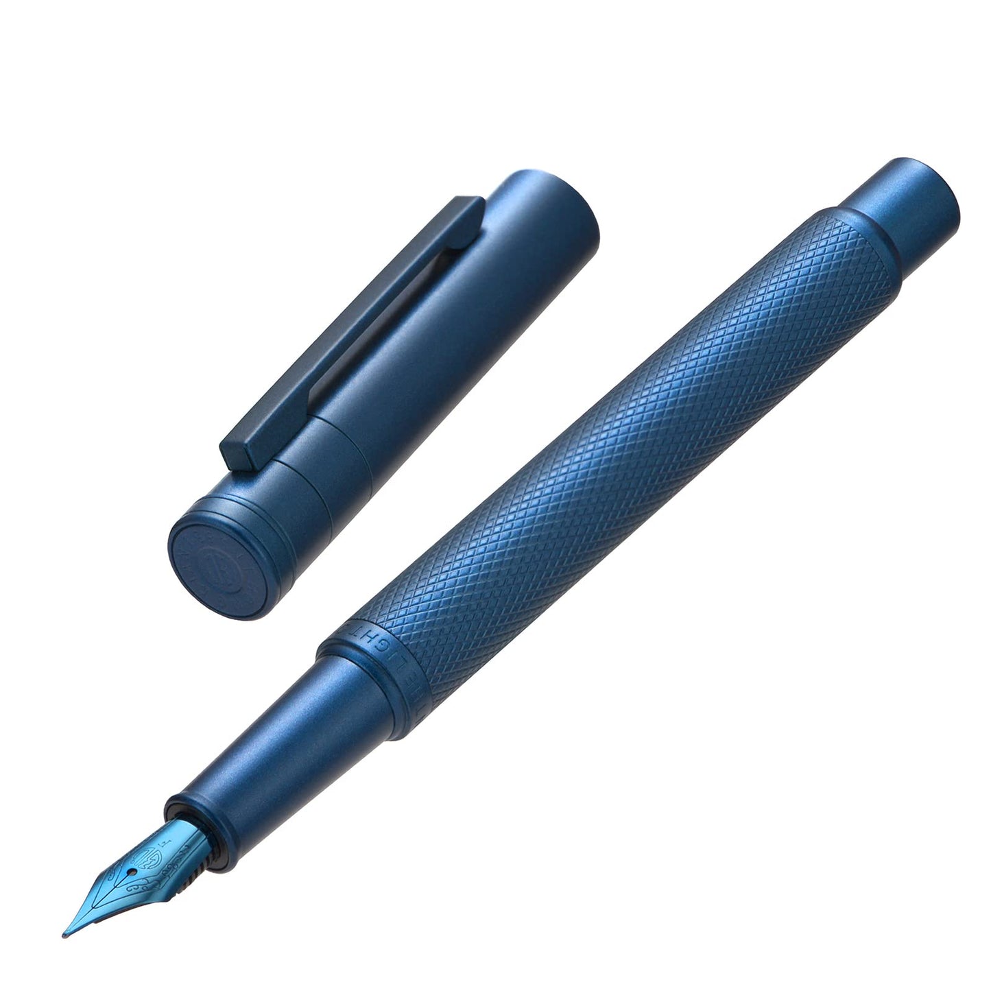 Dark Blue Forest Fountain Pen Extra Fine Nib Classic Design with Converter and Metal Pen Case Set