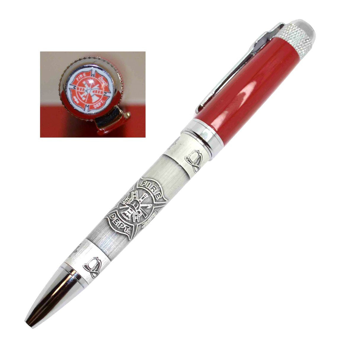TG,LLC Fire Dept Firefighter Heavy Weight Metal Ball Point Pen Set Red Box Fireman Gift