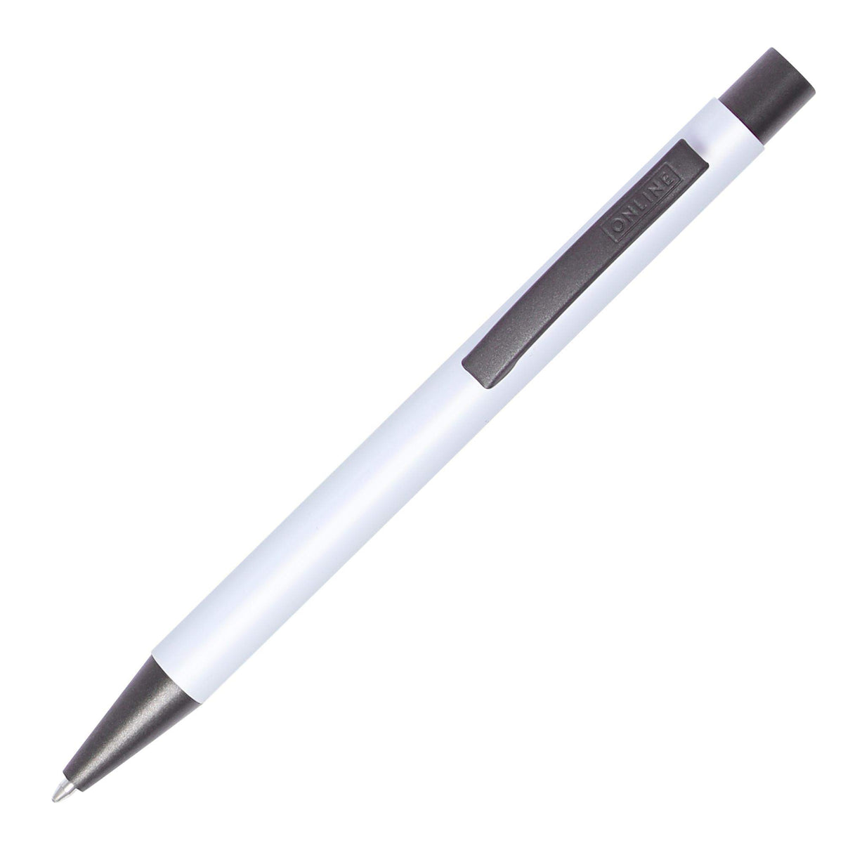 Online Soft Metal ballpoint pen, Pure White, retractable ball pen, aluminum, replaceable refill