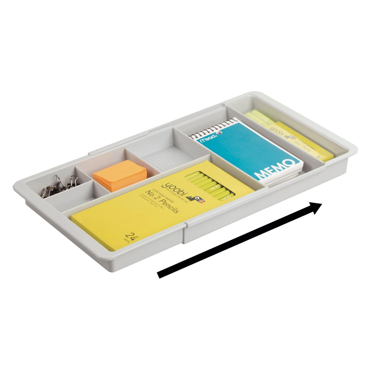 mDesign Expandable Plastic Drawer Organizer and Storage Container for Office Supplies - Gel Pen