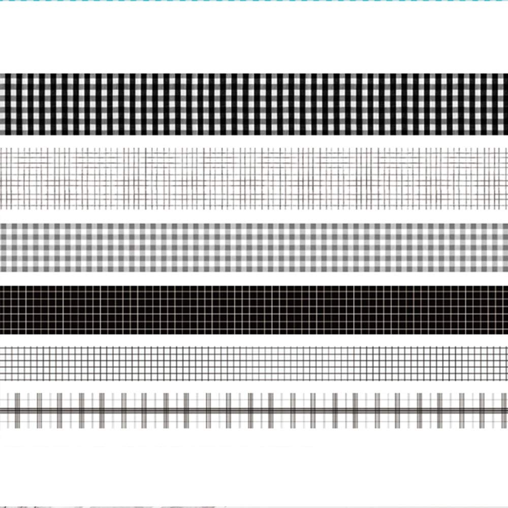 YUBBAEX 6 Rolls Plaid Washi Tape Set Basic Grid Masking Decorative Tapes for Arts, DIY Crafts