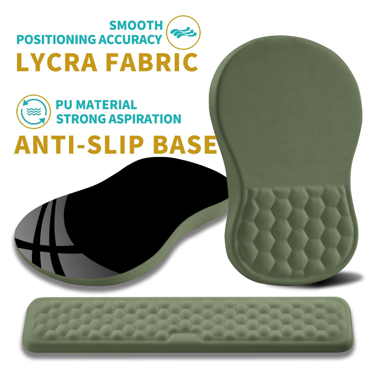 Hokafenle 2 in 1 Ergonomic Mouse Pad Wrist Support & Wrist Rest for Computer Keyboard Set, with