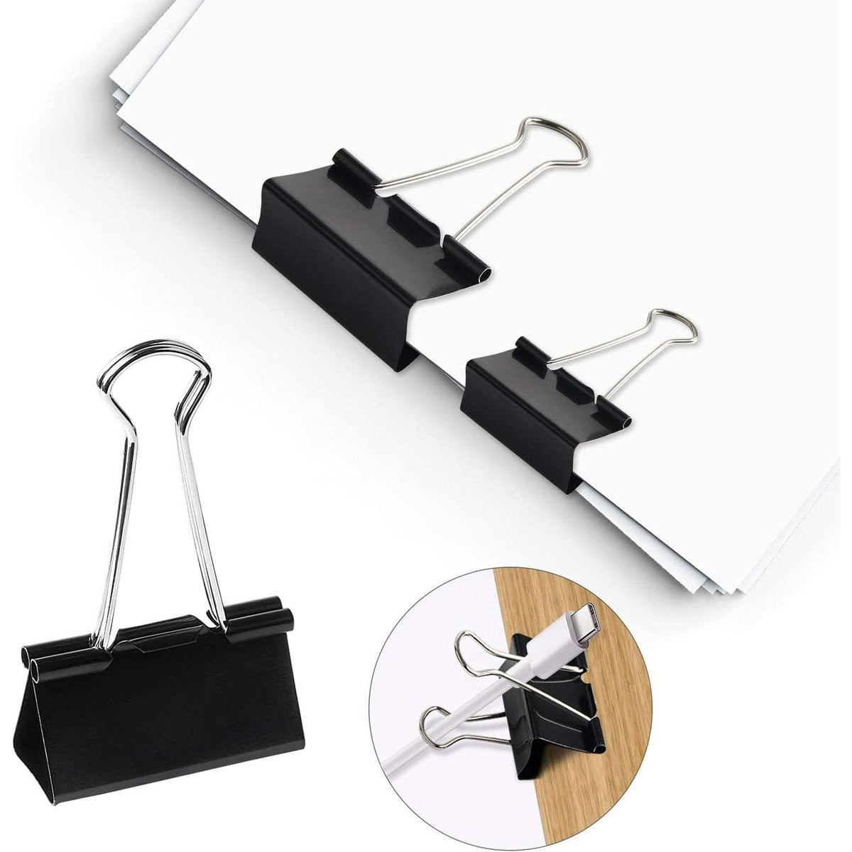 SANNIX 150 PCS Mini Binder Clips, 5/8 inch 15mm Binder Clips Black Paper Clamps Micro Size for