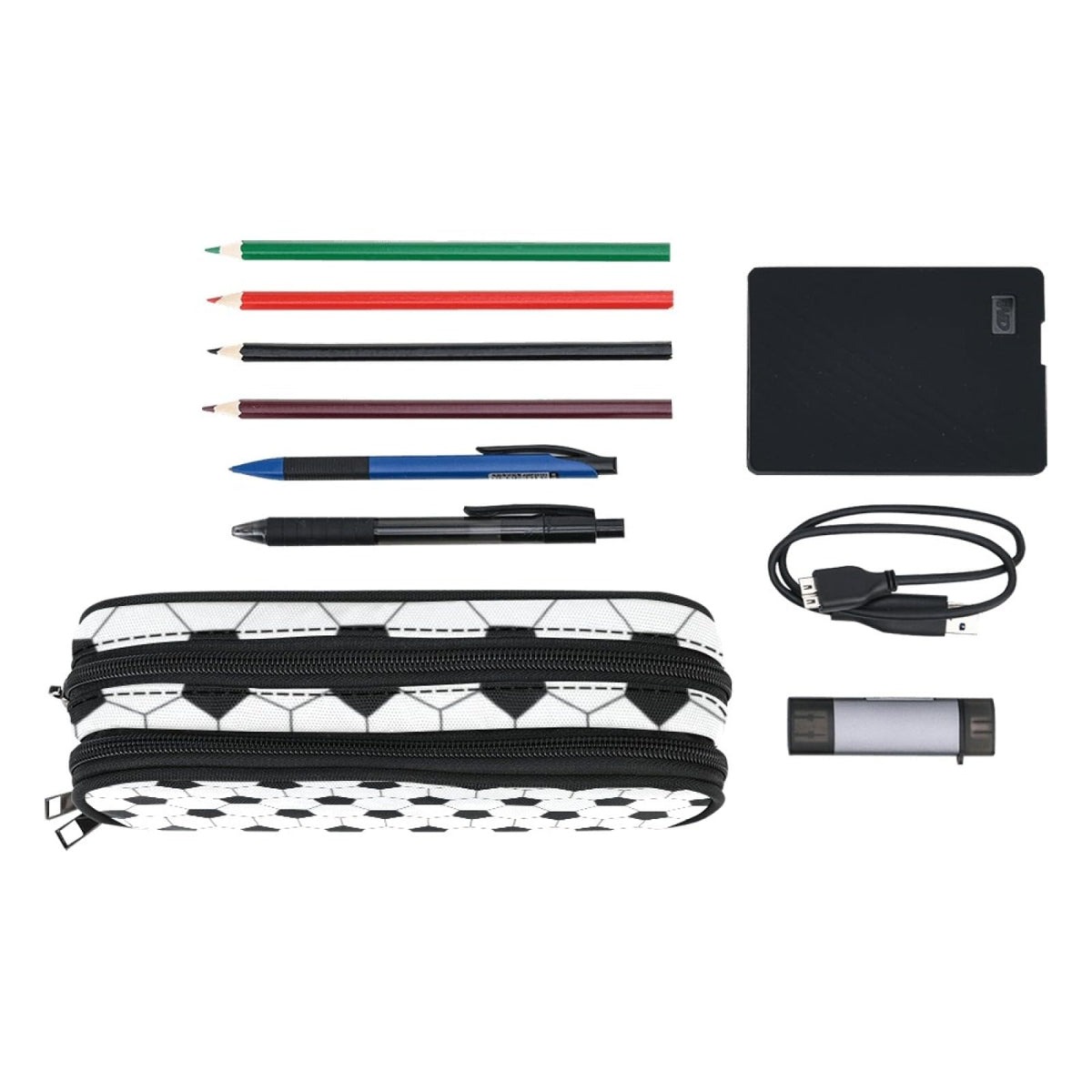 ANANGTEE Soccer Pencil Pouch Case for Boys Girls 3 Compartments Goth 10
