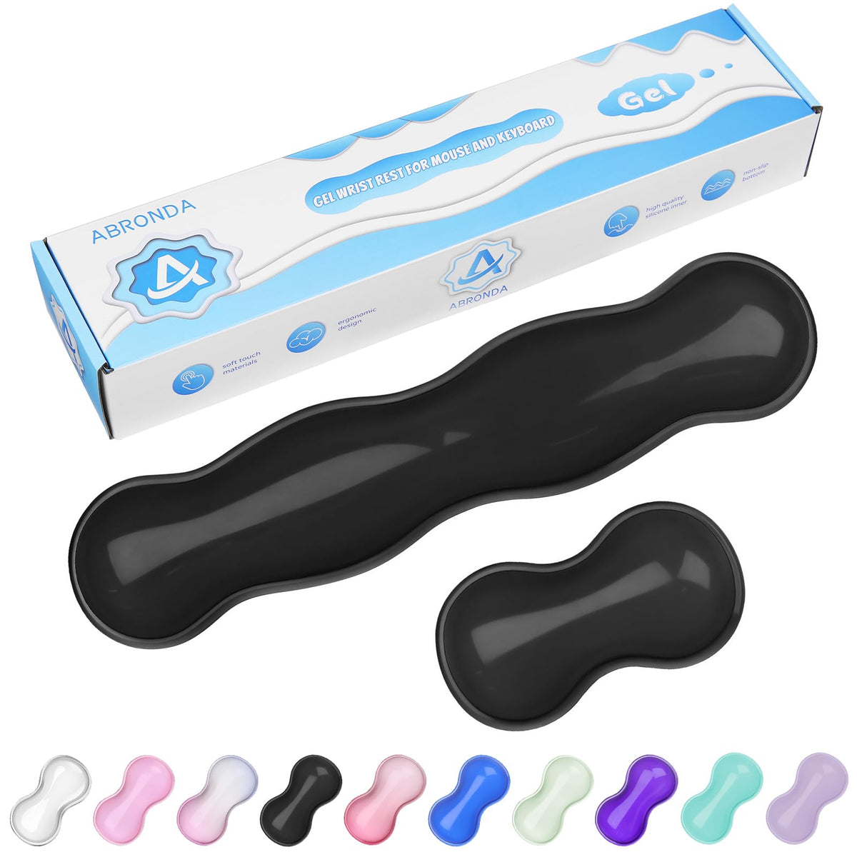 ABRONDA Gel Wrist Rest for Keyboard and Mouse, Wrist Rest for Keyboard, Mouse Wrist Support, Pain