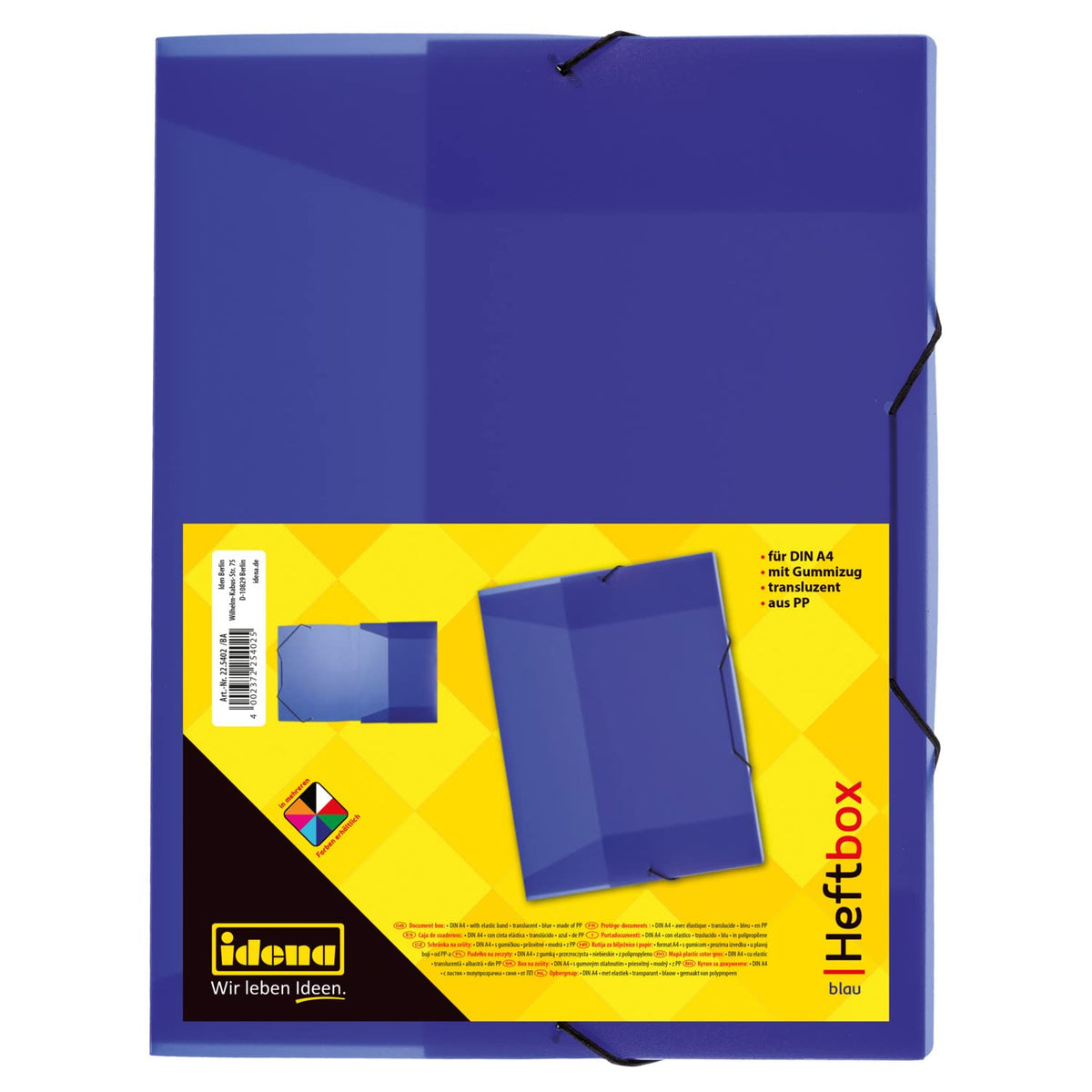 Idena® DIN Box File with Elastic Strap a4 blue