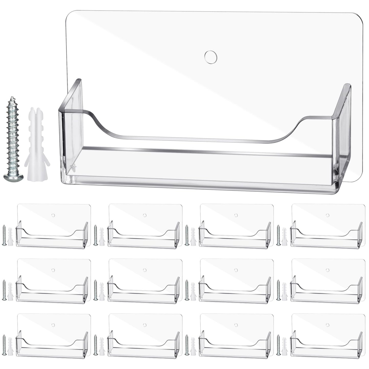 Wesiti 12 Pcs Individual Acrylic Business Card Holders, Wall & Desk Display
