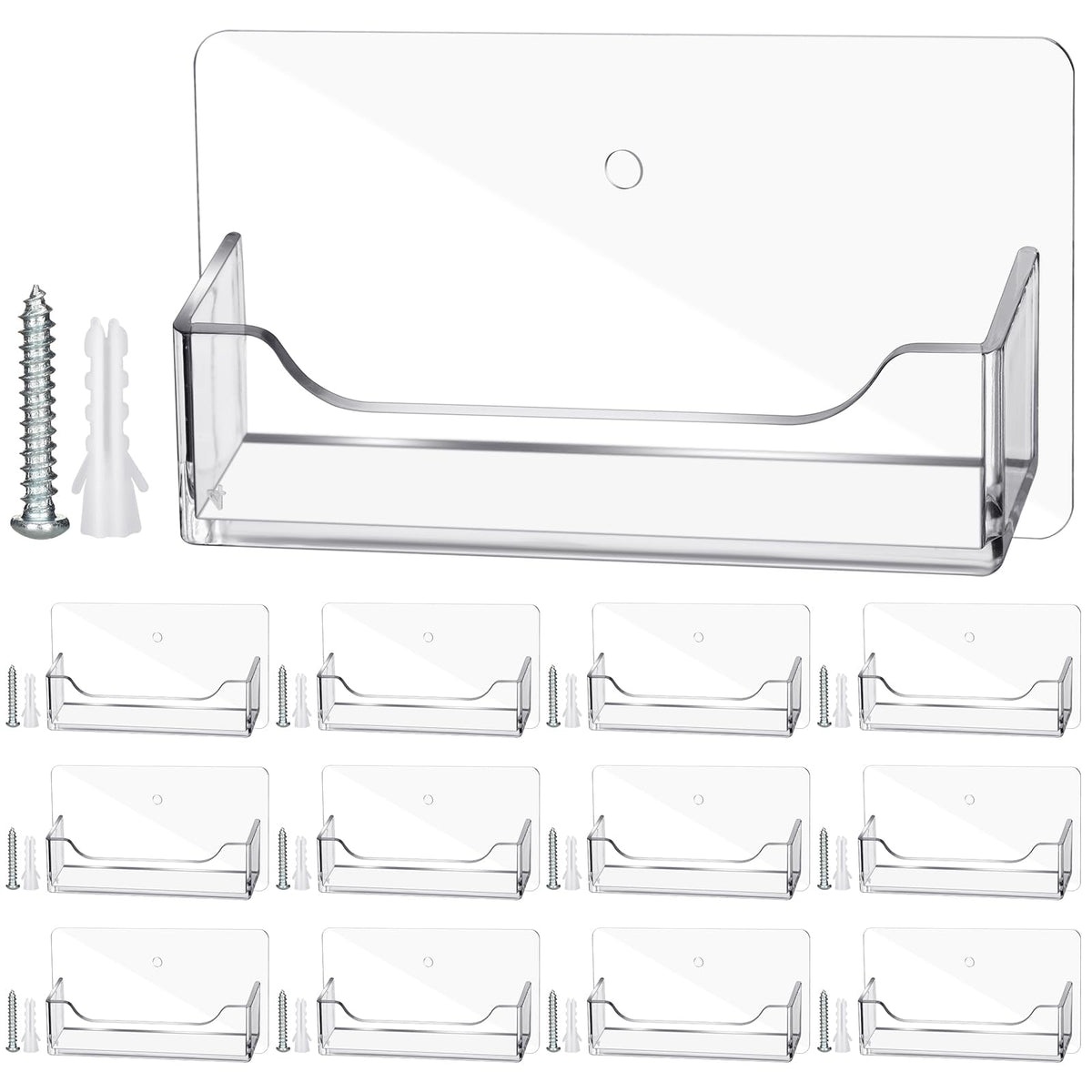 Wesiti 12 Pcs Individual Acrylic Business Card Holders, Wall & Desk Display