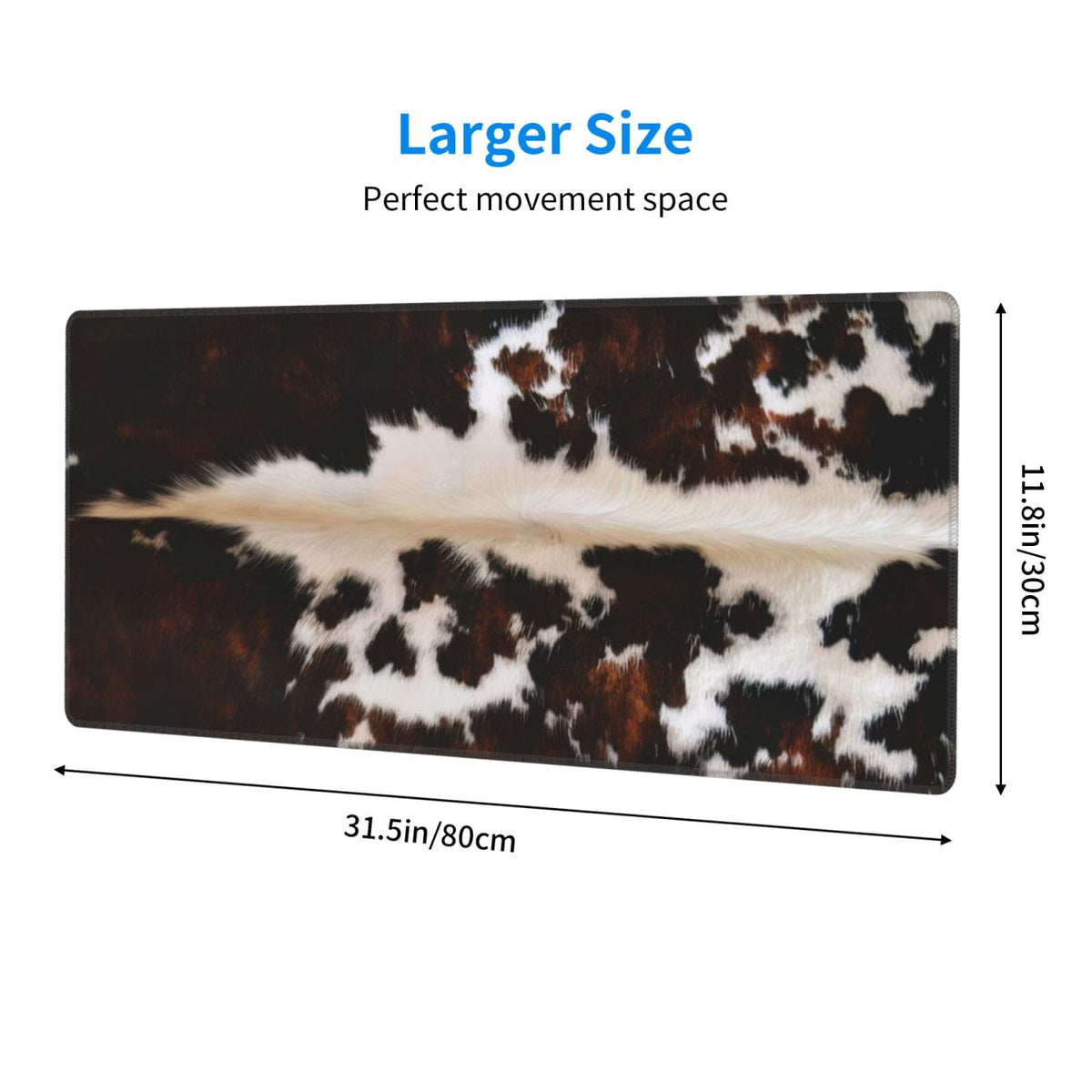 PPZCXWP Faux Cowhide Desk Mat Large 31.5x11.8 Rustic Fur Mouse Pad
