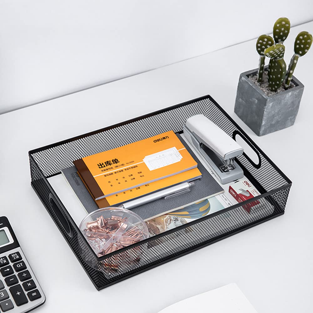 EsOfficce Desk Drawer Organizer, A4 Large Metal Mesh Desk Organizer Tray, Versatile Storage Box Set