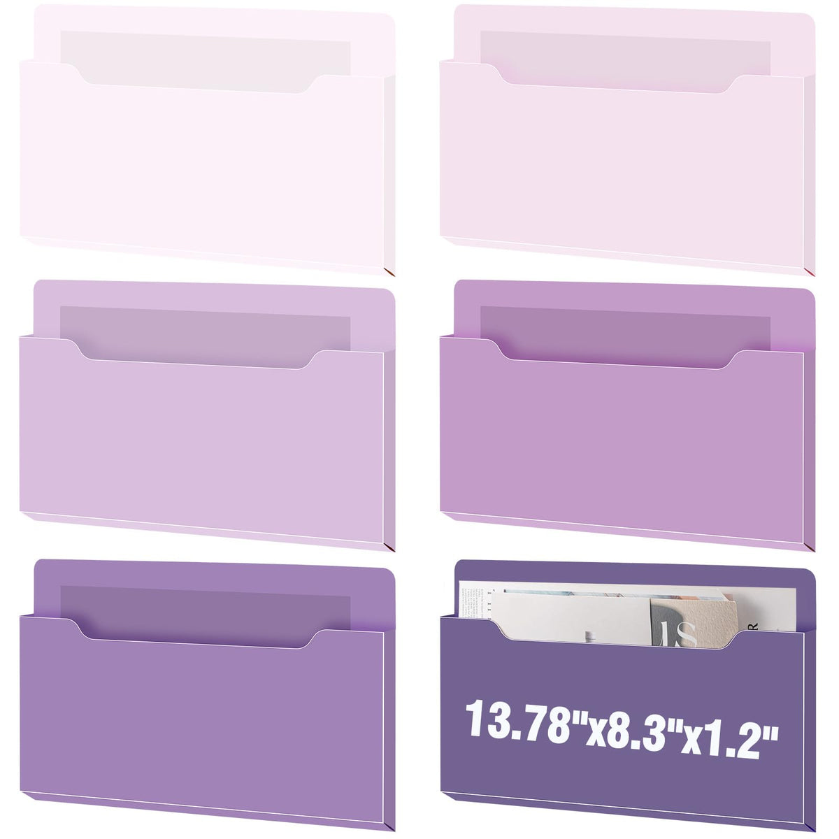 Fuutreo Magnetic Wall File Holder,6pcs,Violet Color,Horizontal-large