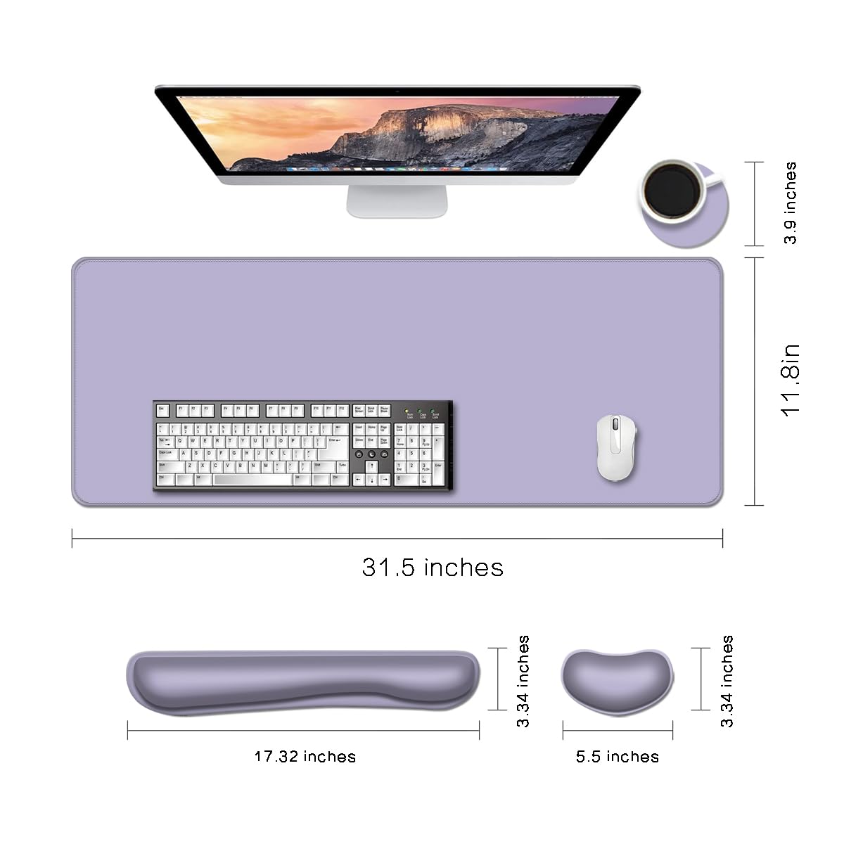 Desk Mat, Large Gaming Mouse Pad with Wrist Rest, 4 in1 XXL Mouse pad+Keyboard Wrist Rest+Mouse Pad