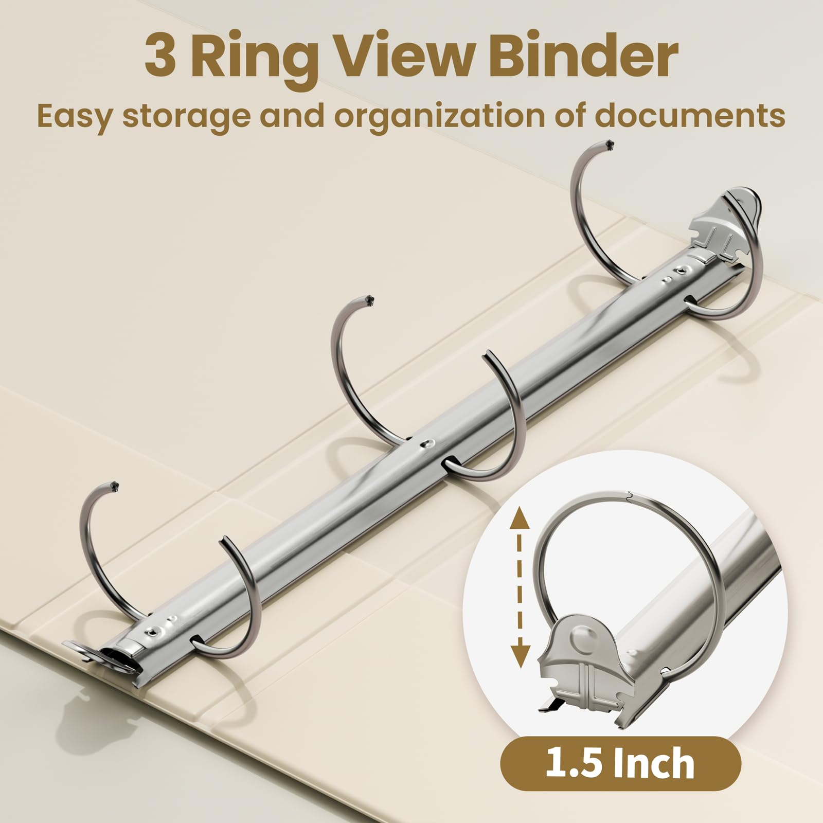 SUNEE 3 Ring Binder 1.5 Inch 4 Pack, Clear 1 1/2 Inch View Binder Three Ring PVC-Free (Fit 8.5x11