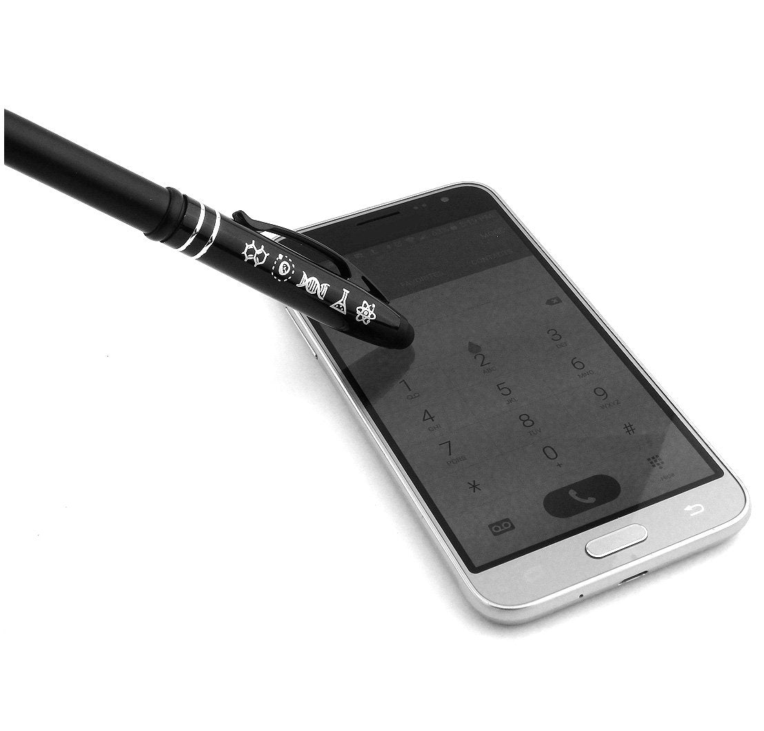 Inkstone Symbols of Science - Black Pens with Stylus Tips for Touchscreen, Fine Point Smooth