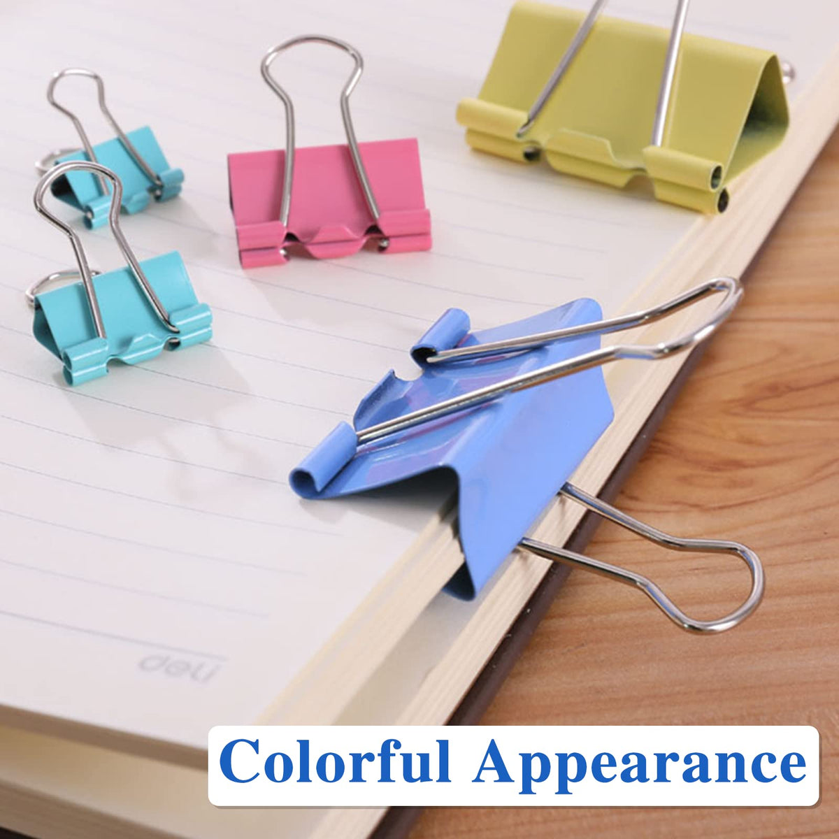 OWLKELA 100 Pcs Binder Clips, Assorted Sizes, Multicolor