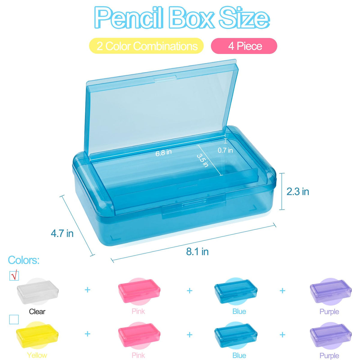 Meiikun Pencil Box, Large Capacity Pencil Boxes 2 Compartments, Hard Pencil Case with Snap-tight