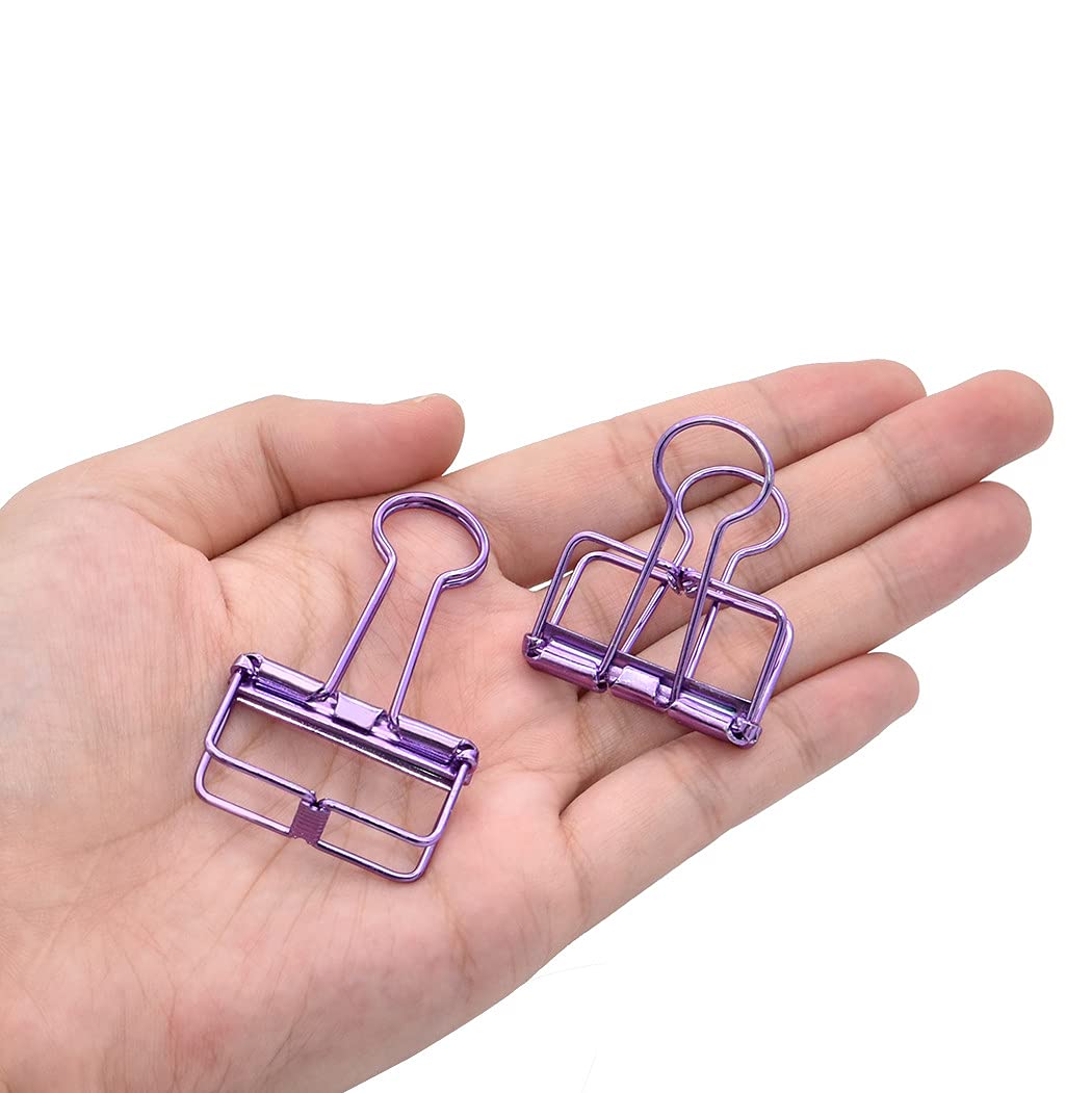 Binder Clips Paper Clamps 32mm Clips for Office School Supplies (Purple)