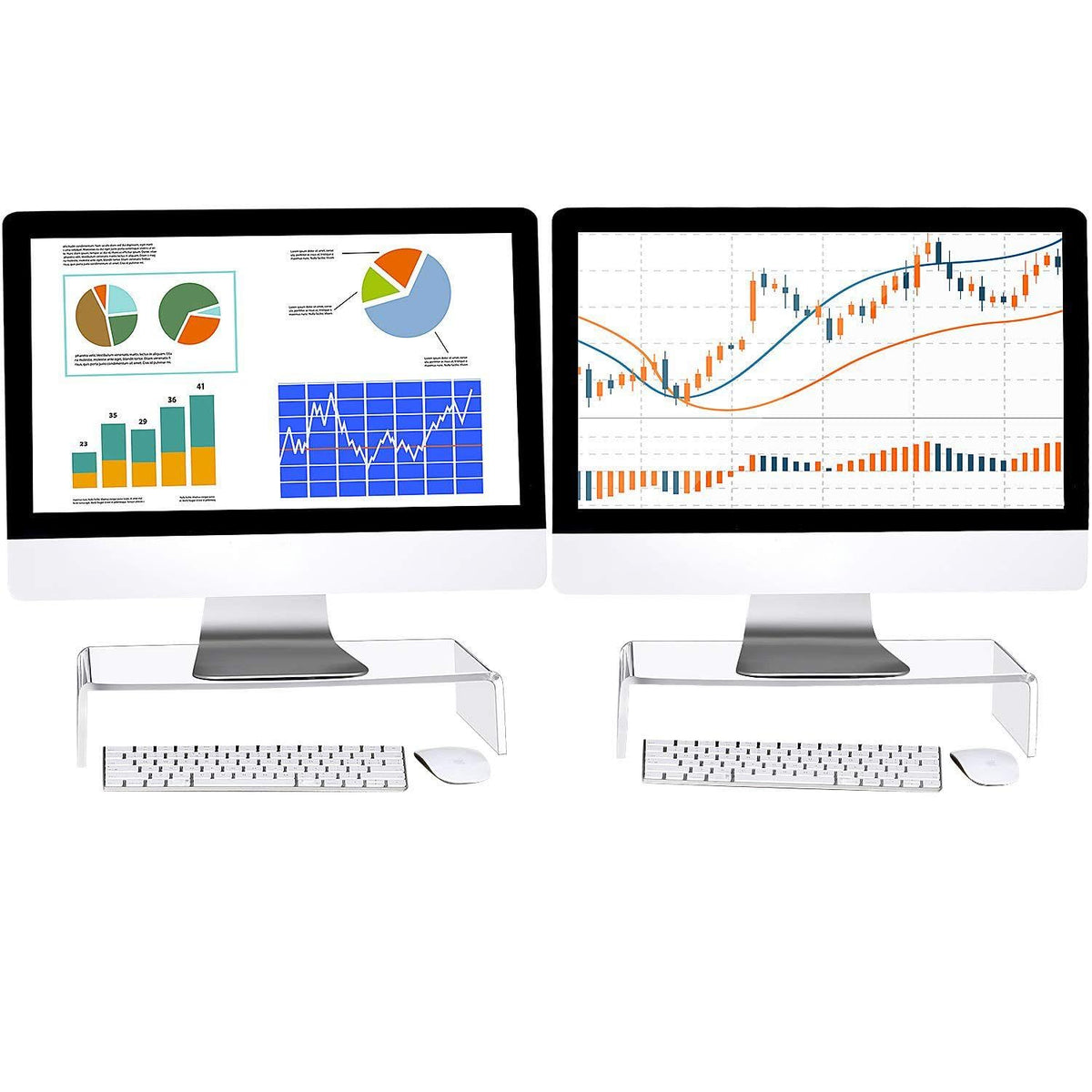 Jetec 2 Pcs Acrylic Monitor Stand Desktop Computer, Clear, 16 x 8 x 3 Inch