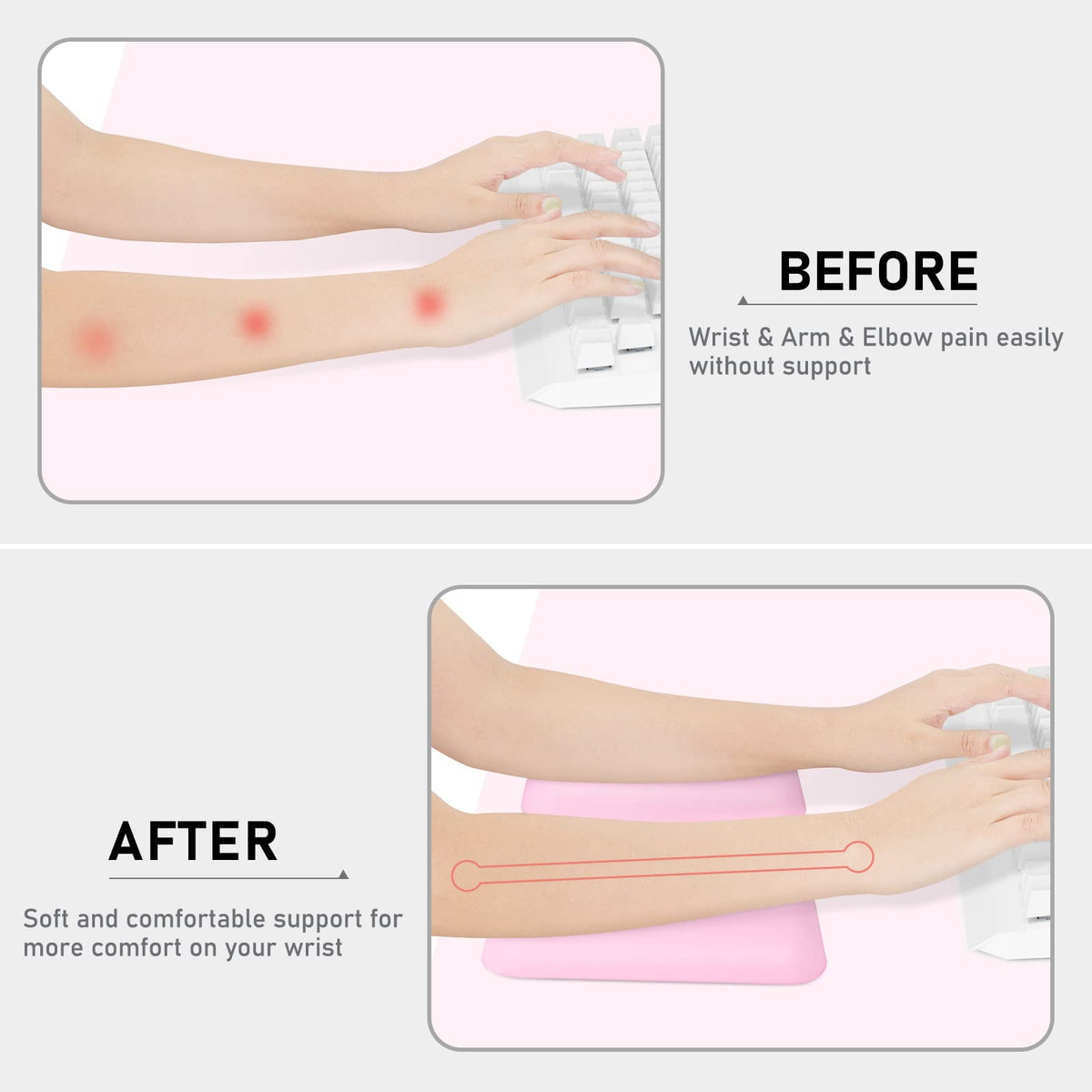 Leolee Elbow Rest Pads for Desk, Pink Ergonomic Wrist Rest Arm Rest Pads