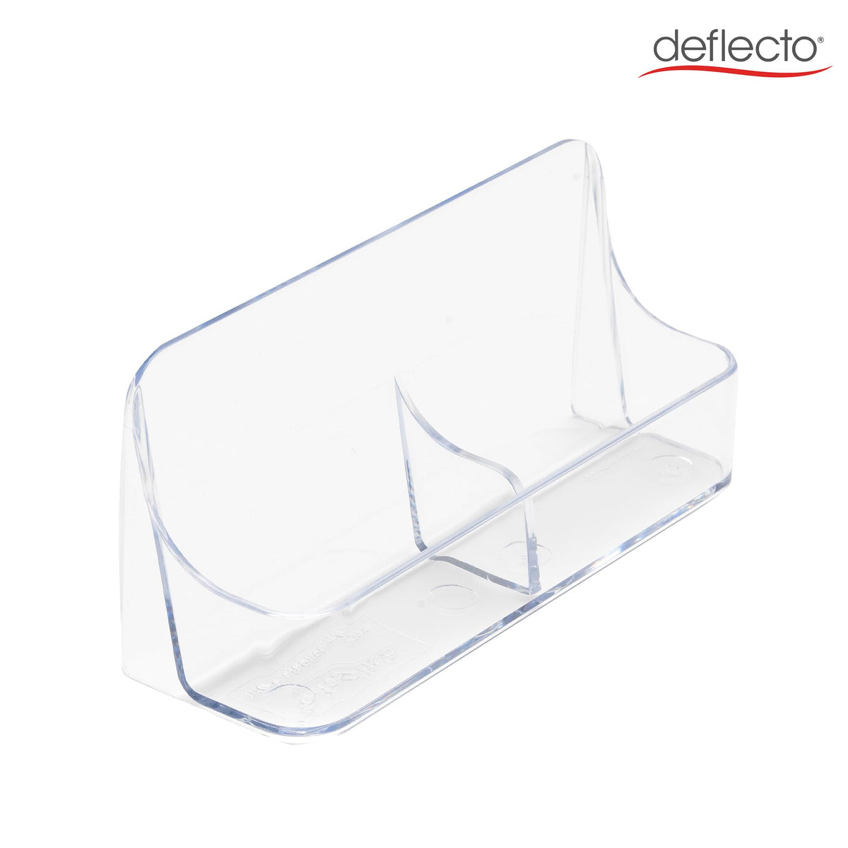 Deflecto | Clear Acrylic 2 Pocket Desktop Business Card Holder | Landscape Business Card Display