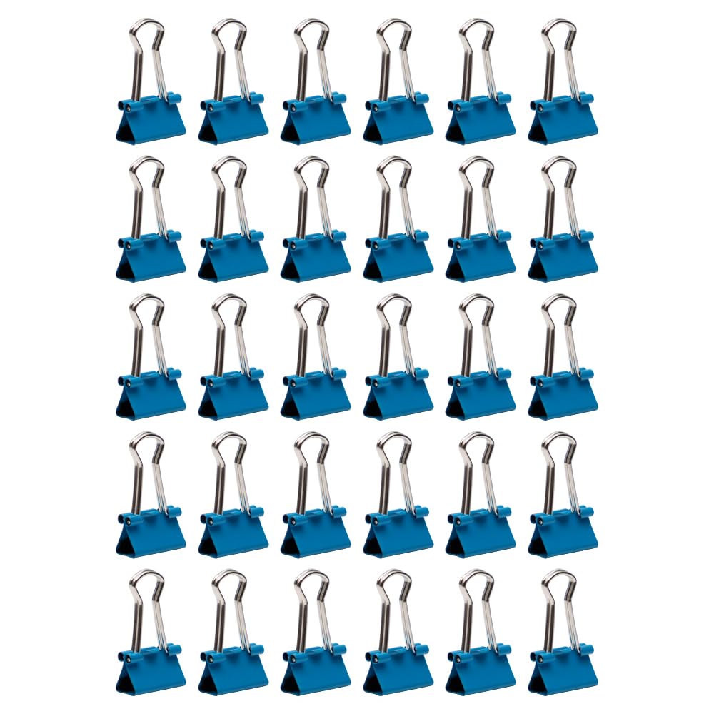 JAM PAPER Colorful Binder Clips - Extra Small - 3/5 Inch (15 mm) - Blue Binderclips - 30/Pack