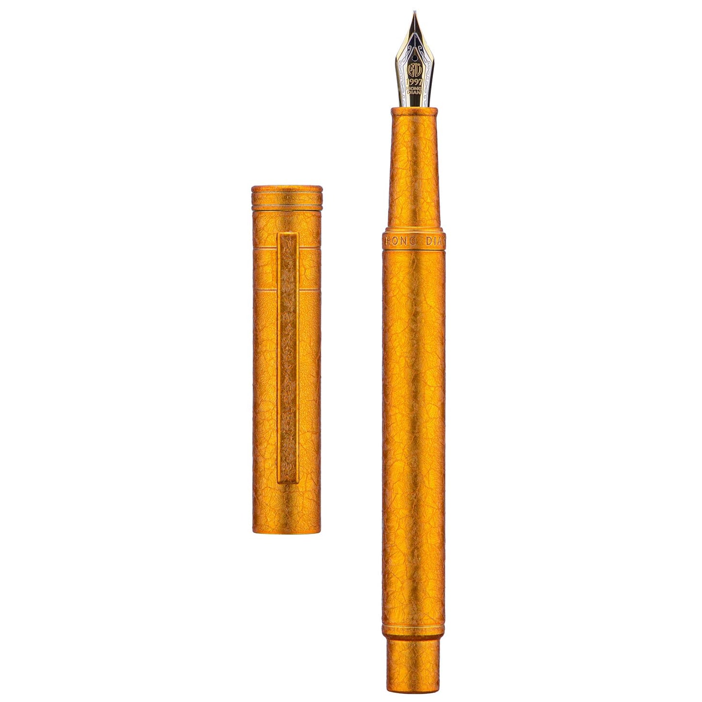 Hongdian 1851 Forest Fountain Pen Golden Ice Flowers, Fine Nib Classic Design with Converter and