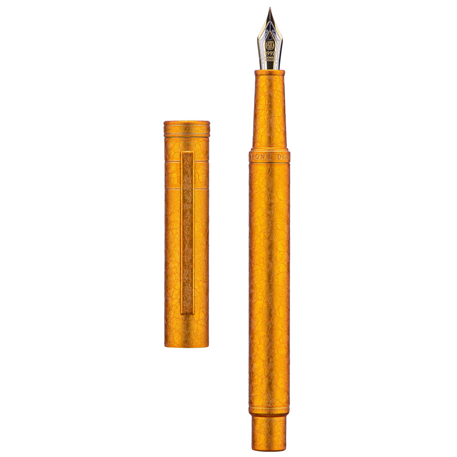 Hongdian 1851 Forest Fountain Pen Golden Ice Flowers, Extra Fine Nib Classic Design with Converter