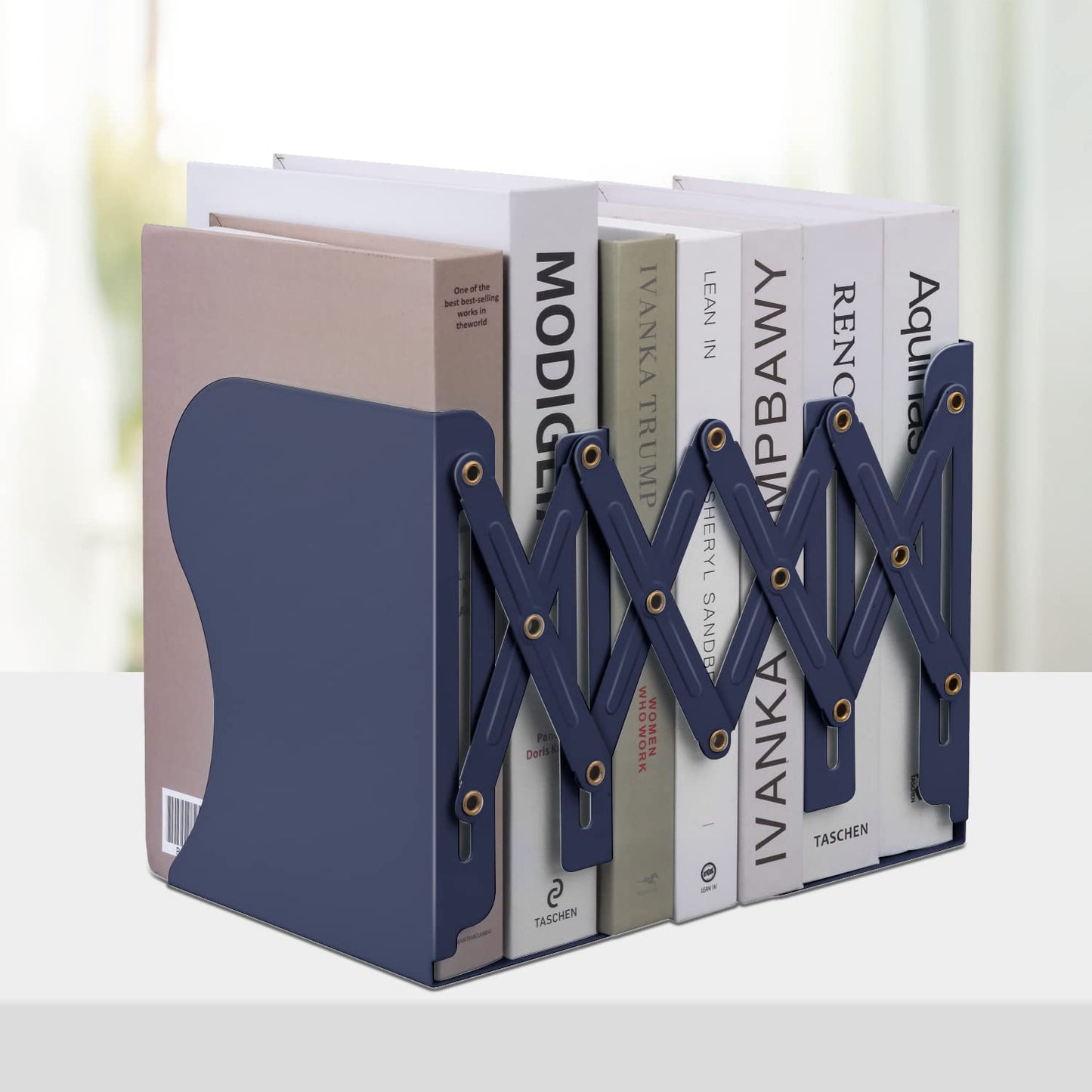 Honagu Adjustable Bookends, Metal Book Ends for Shelves Heavy Book, Desk Magazine File Organizer