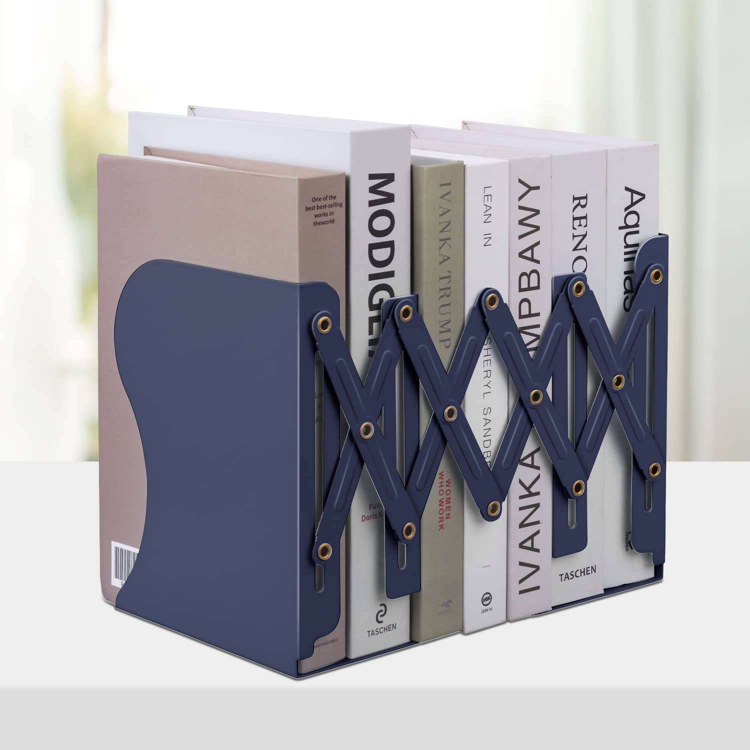 Honagu Adjustable Bookends, Metal Book Ends for Shelves Heavy Book, Desk Magazine File Organizer