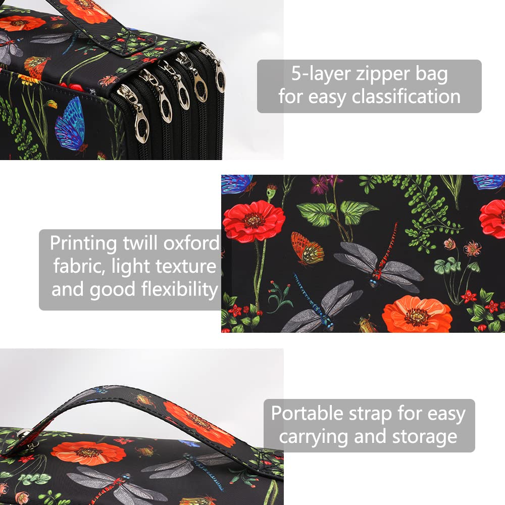 Vomgomfom Colored Pencil Case - 252 Slots Pencil Holder with Zipper Closure Twill Fabric Large