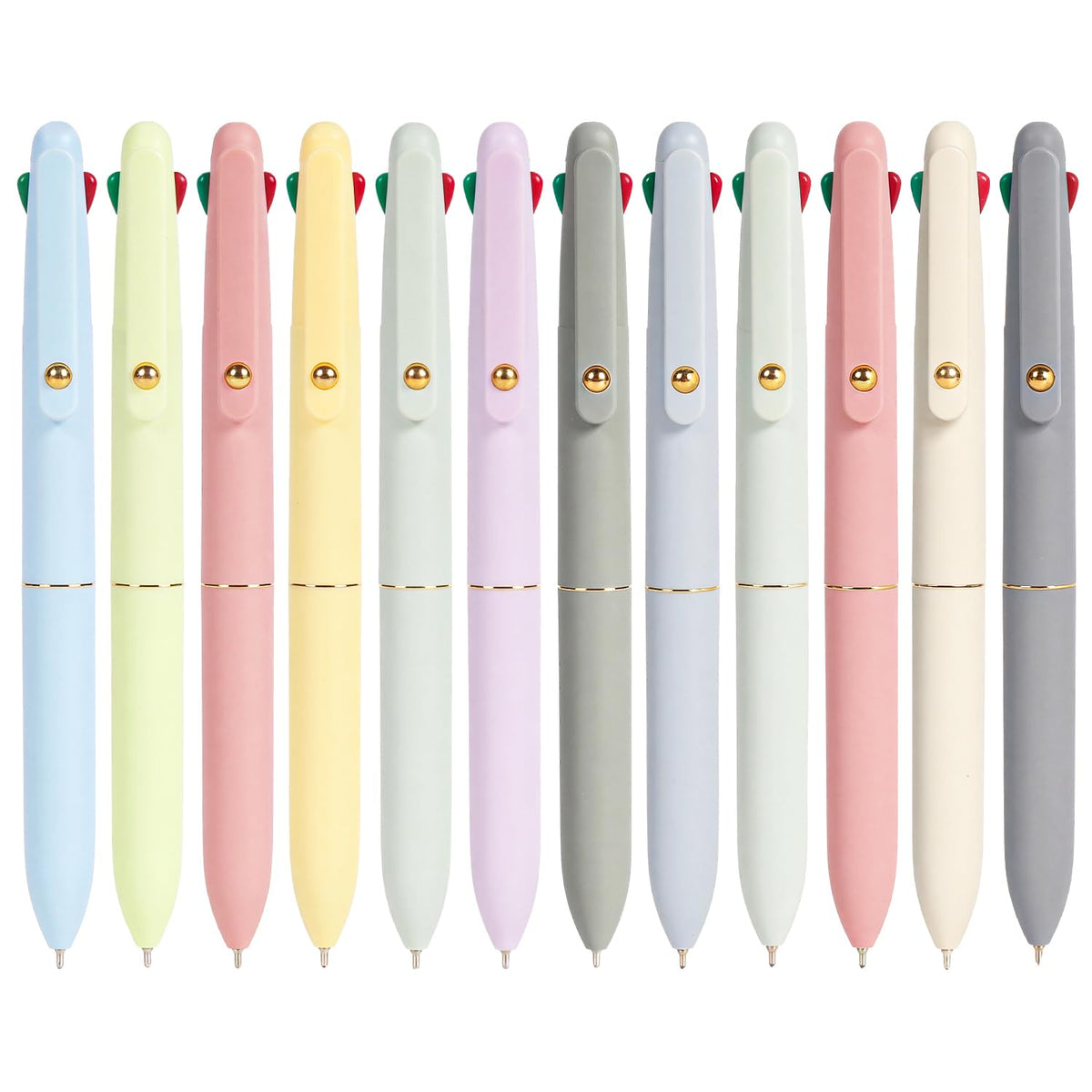 Ddaowanx Multicolor Pens Ballpoint,12 Pcs 4-in-1 Multicolored Pen 0.5mm