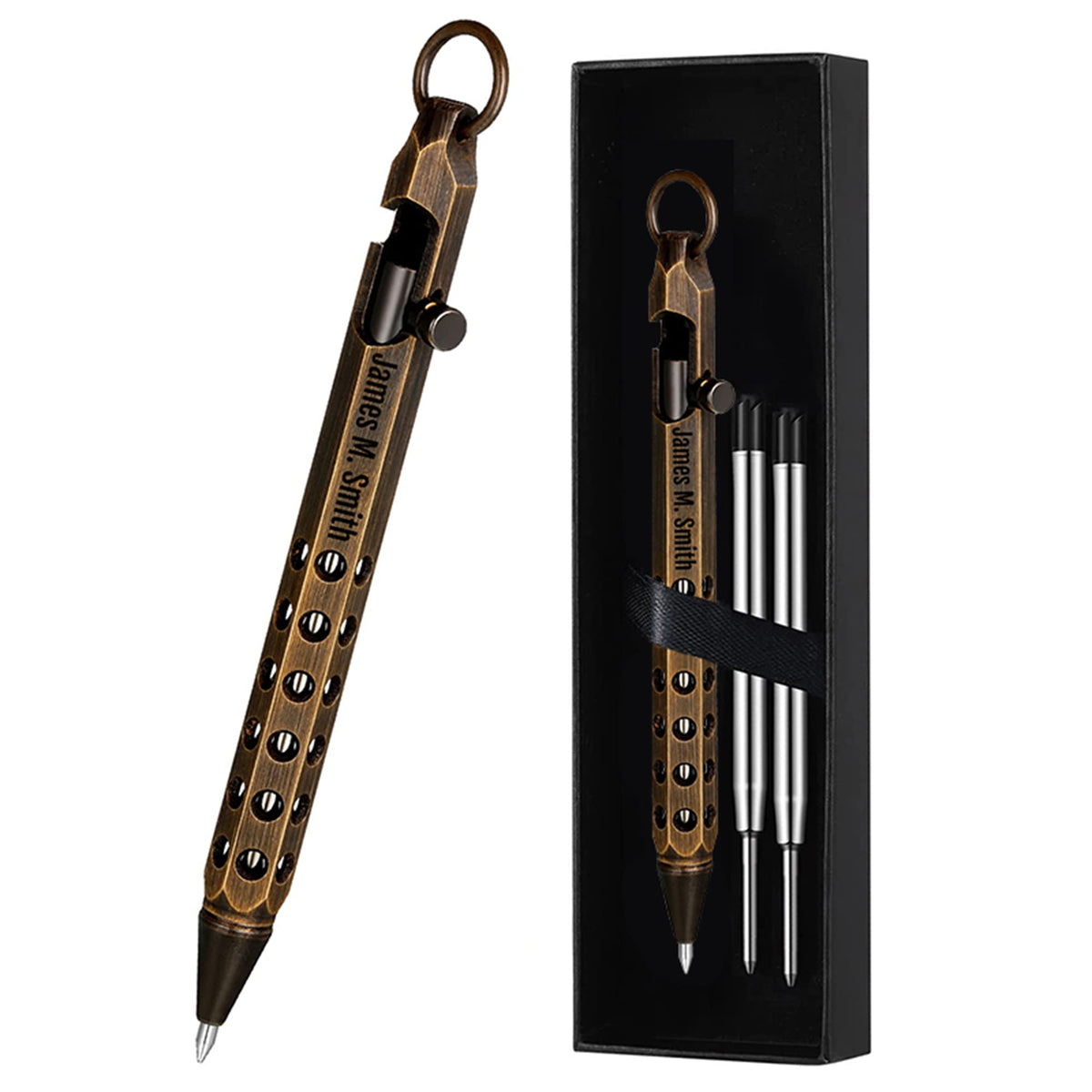 Auchic Personalized Bolt Action Pen Gift Set Free Engraved Customed Pocket EDC Brass allpoint Pen